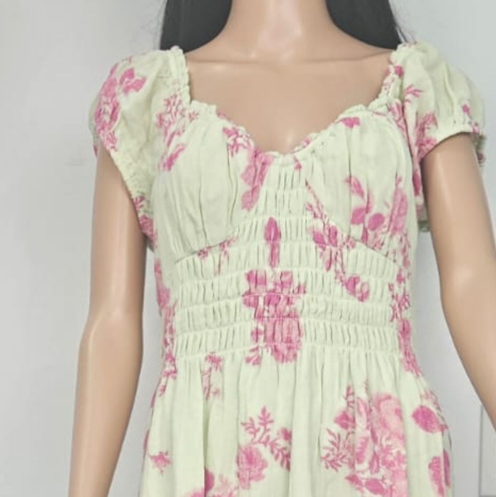 Free People Cream and Pink Sundress with Sweetheart Neckline Size M - Picture 6 of 14